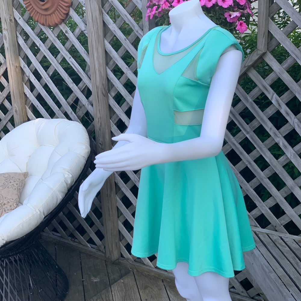 Tiffany blue dress with sheer cutouts